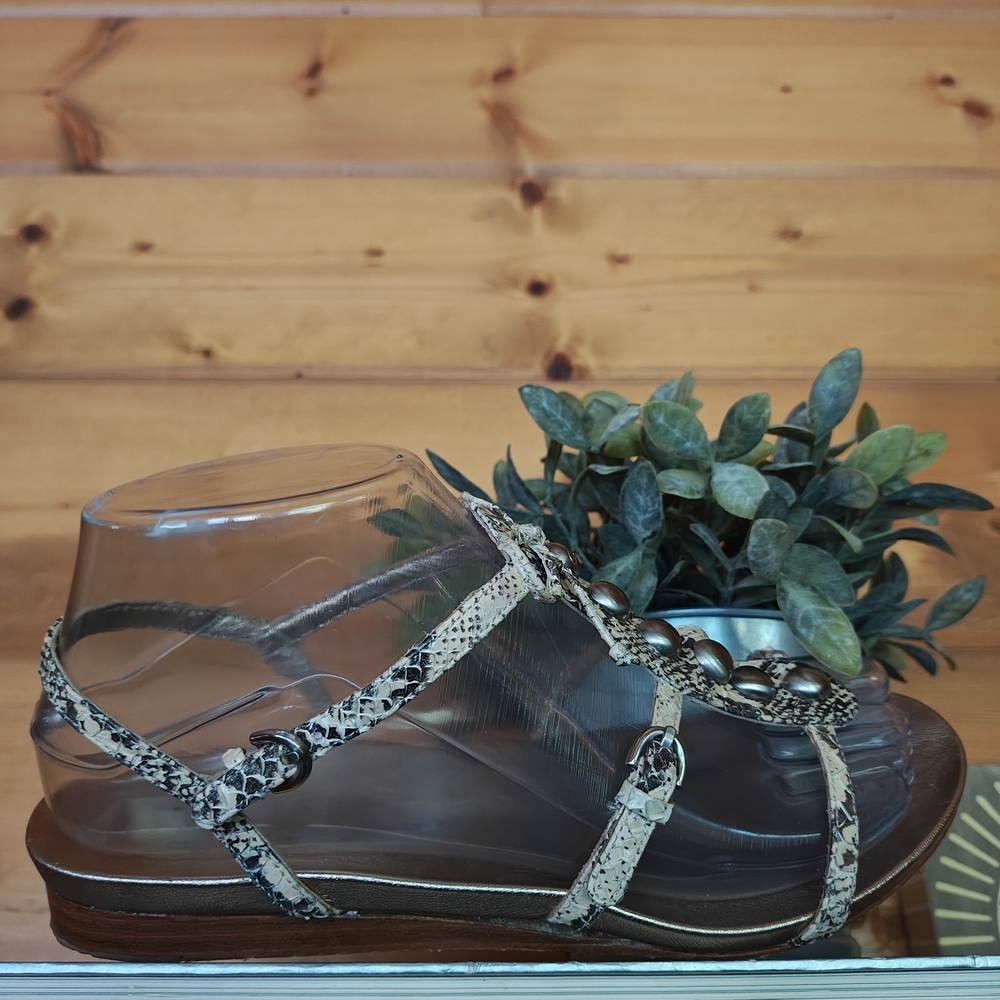 Coach Silvana Snake Embossed Leather Caged Sandals Strappy Bow Zip Thong Sz 5.5B - Picture 3 of 11